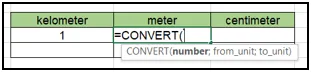 الدالة الخاصة بتحويل وحدات المسافة "CONVERT" ل التحويل بين واحدات المسافات في اكسل