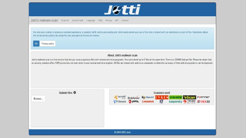 مواقع مجانية لفحص الفيروسات- Jotti's Malware Scan