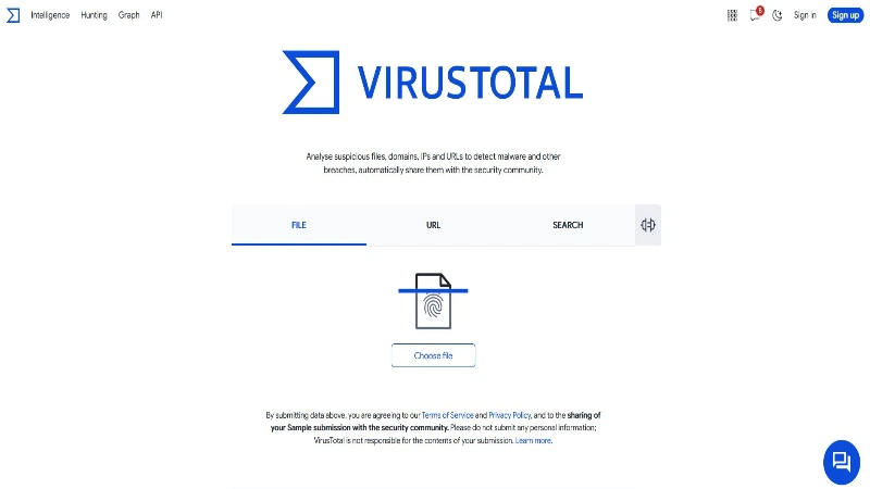 مواقع مجانية لفحص الفيروسات- VirusTotal
