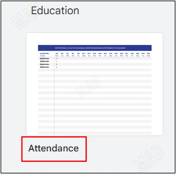 قالب تسجيل حضور الطلاب في جوجل شيت Attendance